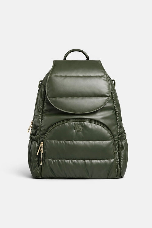 Olive Green Commuter backpack on a light gray background