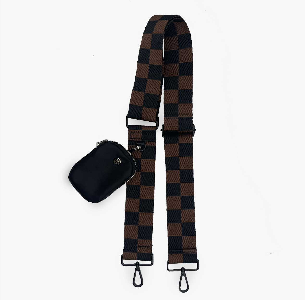 black and brown checkerboard strap