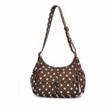 Cargo crossbody diaper bag in Siena, open view